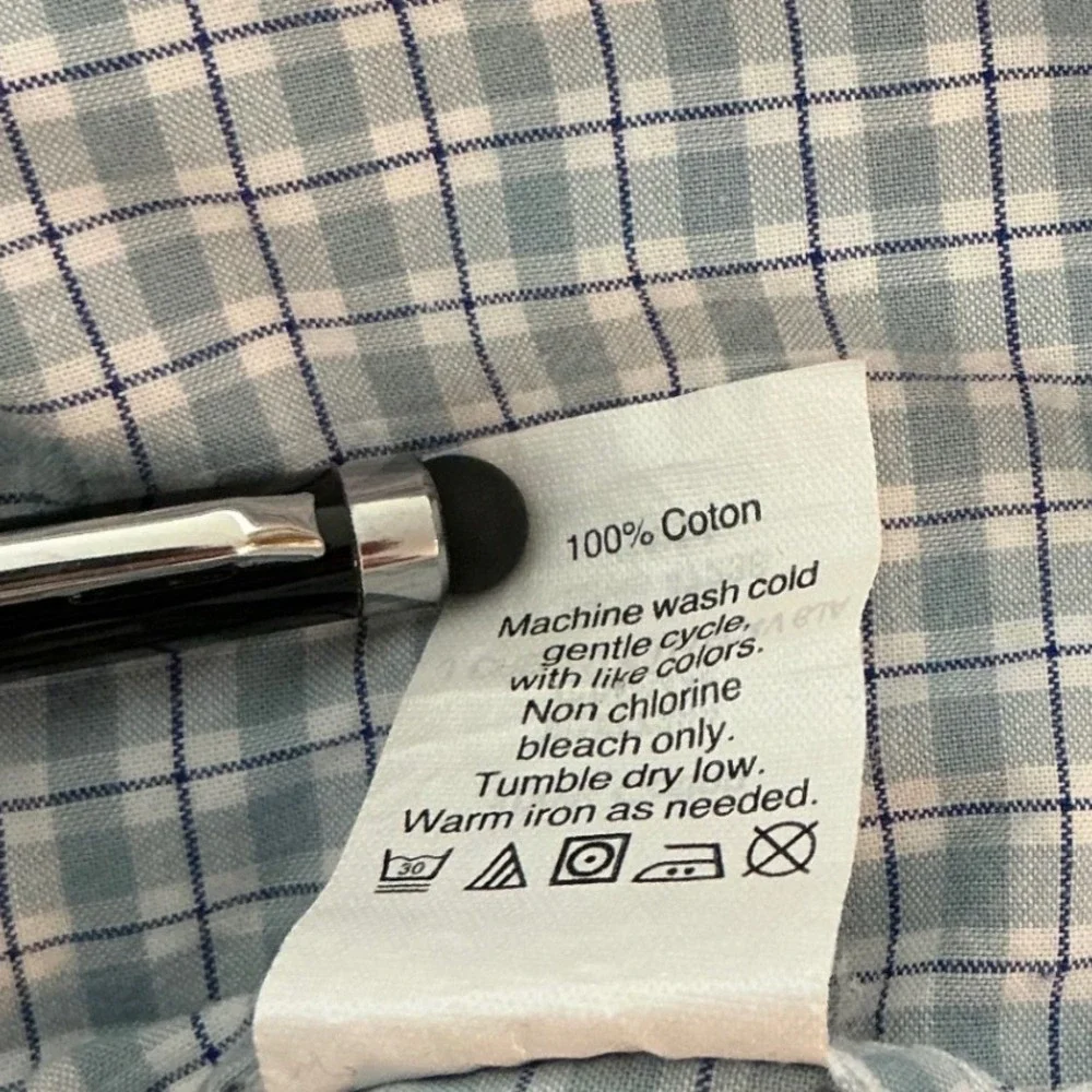 J. Crew Mens Blue White Micro Check Cotton Button Down Shirt XL 47238 FA14